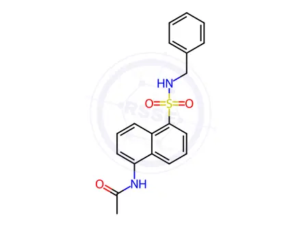 Chemical structure of Acetamide, N-[5-[[(phenylmethyl)amino]sulfonyl]-1-naphthalenyl]-
