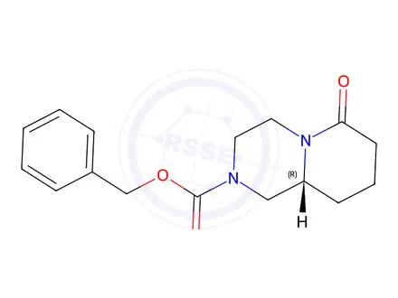 Chemical structure of (R)-6-Oxo-octahydro-pyrido[1,2-a]pyrazine-2-carboxylic acid benzyl ester