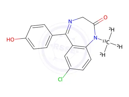 Chemical structure of p-Hydroxy Diazepam-13C,d3