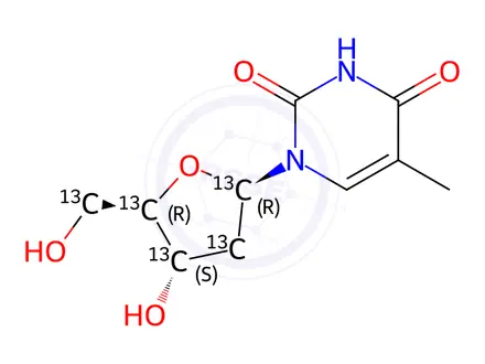 Chemical structure of [1',2',3',4',5'-13C5]thymidine