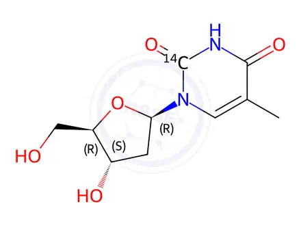 Chemical structure of THYMIDINE, [2-14C]