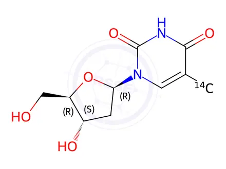Chemical structure of THYMIDINE, [METHYL-14C]