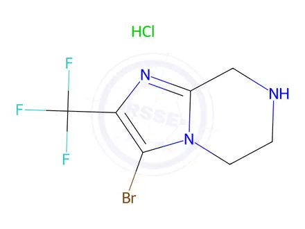 Chemical structure of 3-Bromo-2-(trifluoromethyl)-5,6,7,8-tetrahydroimidazo[1,2-a]pyrazine hydrochloride
