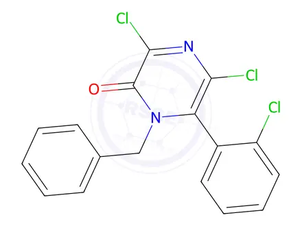 Chemical structure of 1-benzyl-3,5-dichloro-6-(2-chlorophenyl)pyrazinone
