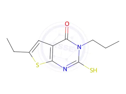 Chemical structure of 6-ethyl-2-mercapto-3-propylthieno[2,3-d]pyrimidin-4(3H)-one