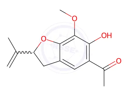 Chemical structure of Methyl(2-isopropenyl-6-hydroxy-7-methoxycoumaran-5-yl) ketone