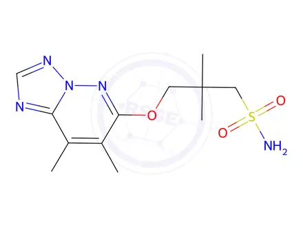 Chemical structure of 3-[(4,5-dimethyl-1,2,7,9-tetrazabicyclo[4.3.0]nona-2,4,6,8-tetraen-3-y l)oxy]-2,2-dimethyl-propane-1-sulfonamide