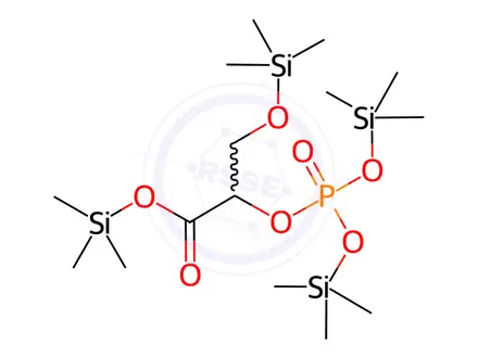Chemical structure of Bis(trimethylsilyloxy)phosphinyloxy(trimethylsilyloxymethyl)acetic acid trimethylsilyl ester