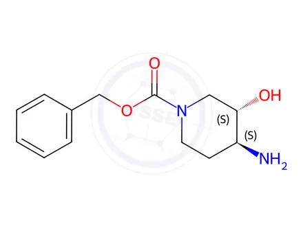 Chemical structure of (3S,4S)-Benzyl 4-amino-3-hydroxypiperidine-1-carboxylate, 97%