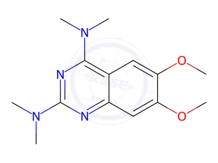 Chemical structure of 6,7-dimethoxy-N2,N2,N4,N4-tetramethylquinazoline-2,4-diamine