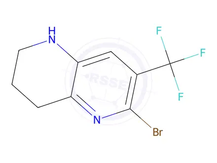 Chemical structure of 6-Bromo-7-(trifluoromethyl)-1,2,3,4-tetrahydro-1,5-naphthyridine