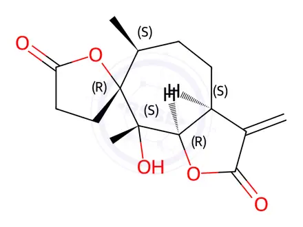 Chemical structure of (3aS,7R)-3',3aβ,4,4',5,6,8,8aβ-Octahydro-8β-hydroxy-6α,8-dimethyl-3-methylenespiro[7H-cyclohepta[b]furan-7,2'(5'H)-furan]-2,5'(3H)-dione