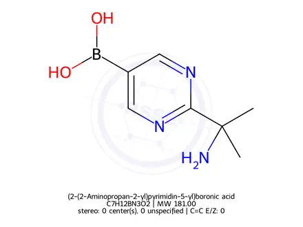 Chemical structure of (2-(2-Aminopropan-2-yl)pyrimidin-5-yl)boronic acid