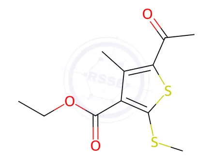 Chemical structure of Ethyl 5-acetyl-4-methyl-2-(methylsulfanyl)thiophene-3-carboxylate