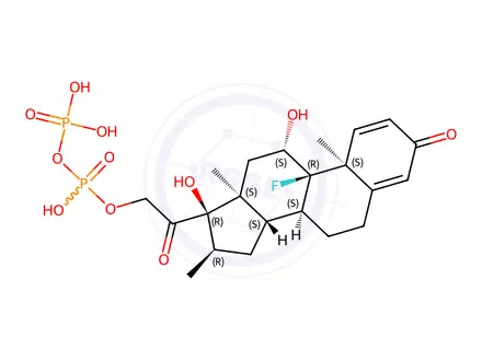 Chemical structure of 2-((8S,9R,10S,11S,13S,14S,16R,17R)-9-fluoro-11,17-dihydroxy-10,13,16-trimethyl-3-oxo-6,7,8,9,10,11,12,13,14,15,16,17-dodecahydro-3H-cyclopenta[a]phenanthren-17-yl)-2-oxoethyl trihydrogen diphosphate