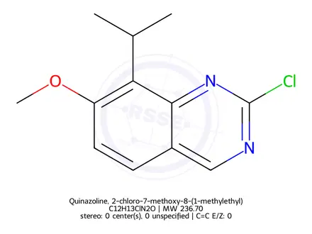 Chemical structure of Quinazoline, 2-chloro-7-methoxy-8-(1-methylethyl)-