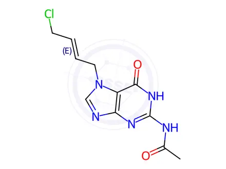 Chemical structure of N-(7-(4-Chlorobut-2-en-1-yl)-6-oxo-6,7-dihydro-1H-purin-2-yl)acetamide