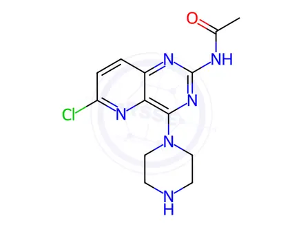 Chemical structure of N-(6-Chloro-4-(piperazin-1-yl)pyrido[3,2-d]pyrimidin-2-yl)acetamide
