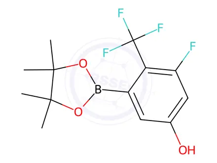 Chemical structure of 3-Fluoro-5-(4,4,5,5-tetramethyl-1,3,2-dioxaborolan-2-yl)-4-(trifluoromethyl)phenol