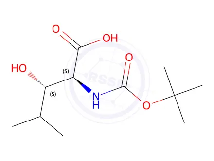 Chemical structure of (2S,3S)-2-((TERT-BUTOXYCARBONYL)AMINO)-3-HYDROXY-4-METHYLPENTANOIC ACID