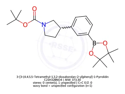 Chemical structure of 3-[3-(4,4,5,5-Tetramethyl-1,3,2-dioxaborolan-2-yl)phenyl]-1-Pyrrolidinecarboxylic Acid 1,1-dimethylethyl Ester