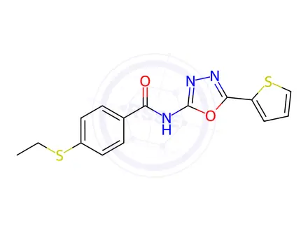 Chemical structure of 4-(Ethylthio)-N-(5-(thiophen-2-yl)-1,3,4-oxadiazol-2-yl)benzamide