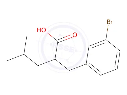 Chemical structure of 2-[(3-bromophenyl)methyl]-4-methylpentanoic acid