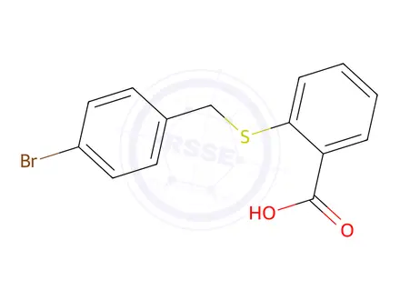 Chemical structure of 2-{[(4-bromophenyl)methyl]sulfanyl}benzoic acid