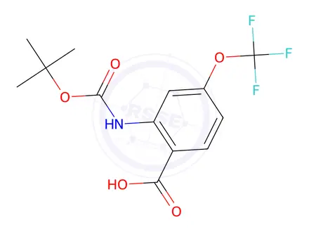 Chemical structure of 2-((tert-Butoxycarbonyl)amino)-4-(trifluoromethoxy)benzoic acid