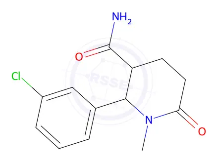 Chemical structure of 2-(3-chlorophenyl)-1-methyl-6-oxopiperidine-3-carboxamide