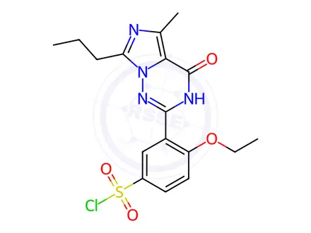 Chemical structure of 4-Ethoxy-3-(5-methyl-4-oxo-7-propyl-3,4-dihydro-imidazo[5,1-f][1,2,4]-triazin-2-yl)benzene-sulfonyl Chloride