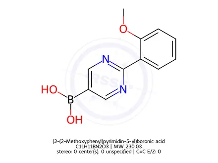 Chemical structure of (2-(2-Methoxyphenyl)pyrimidin-5-yl)boronic acid