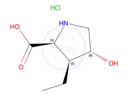 Chemical structure of (2S,3S,4R)-3-ethyl-4-hydroxypyrrolidine-2-carboxylic acid hydrochloride