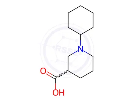 Chemical structure of 1-cyclohexylpiperidine-3-carboxylic acid hydrochloride