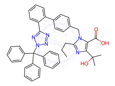 Chemical structure of Olmesartan N2-Trityl Impurity