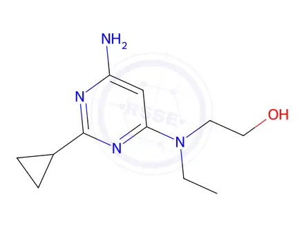 Chemical structure of 2-((6-amino-2-cyclopropylpyrimidin-4-yl)(ethyl)amino)ethan-1-ol