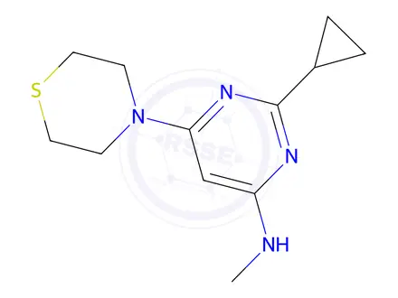 Chemical structure of 2-cyclopropyl-n-methyl-6-thiomorpholinopyrimidin-4-amine