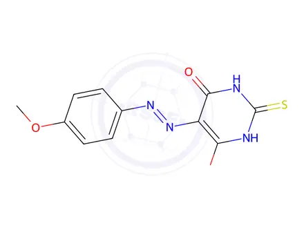 Chemical structure of 6-Hydroxy-5-((4-methoxyphenyl)diazenyl)-2-thioxo-2,3-dihydropyrimidin-4(1H)-one