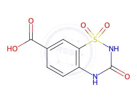 Chemical structure of 3-Oxo-3,4-dihydro-2H-1,2,4-benzothiadiazine-7-carboxylic acid 1,1-dioxide