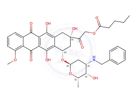 Chemical structure of N-Benzyladriamycin-14-Valerate (AD 198)