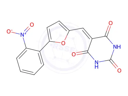 Chemical structure of 5-{[5-(2-nitrophenyl)furan-2-yl]methylidene}pyrimidine-2,4,6(1H,3H,5H)-trione