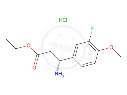 Chemical structure of Ethyl (R)-3-amino-3-(3-fluoro-4-methoxyphenyl)propanoate hydrochloride