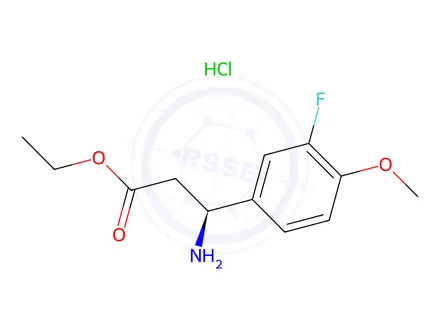 Chemical structure of Ethyl (S)-3-amino-3-(3-fluoro-4-methoxyphenyl)propanoate hydrochloride