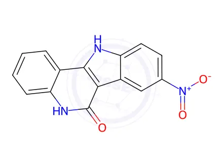 Chemical structure of 8-Nitro-5H-indolo[3,2-c]quinolin-6(11H)-one