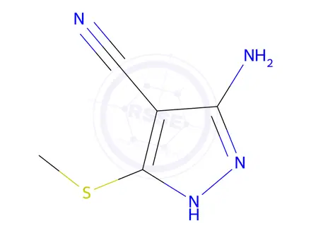 Chemical structure of 3-Amino-5-(methylthio)-1H-pyrazole-4-carbonitrile