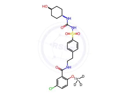 Chemical structure of rac trans-4-Hydroxy Glyburide-13C,d3