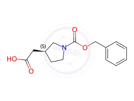Chemical structure of (S)-2-(1-((Benzyloxy)carbonyl)pyrrolidin-3-yl)acetic acid