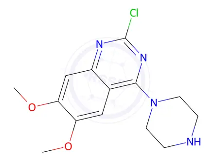 Chemical structure of 2-Chloro-6,7-dimethoxy-4-(piperazin-1-yl)quinazoline