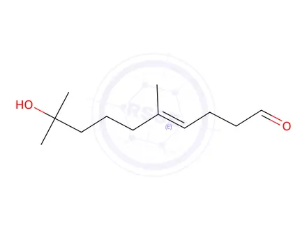 Chemical structure of (E)-9-Hydroxy-5,9-dimethyldec-4-enal