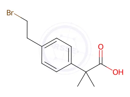 Chemical structure of 2-(4-(2-Bromoethyl)phenyl)-2-methylpropanoic Acid